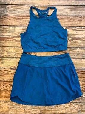 Outdoor Voices blue crop top and skort set Size M womens
